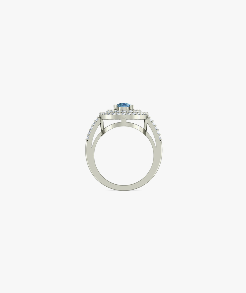 Blue Finger Ring Brass Cubic Zirconia Silver Plated Ring - Image 5